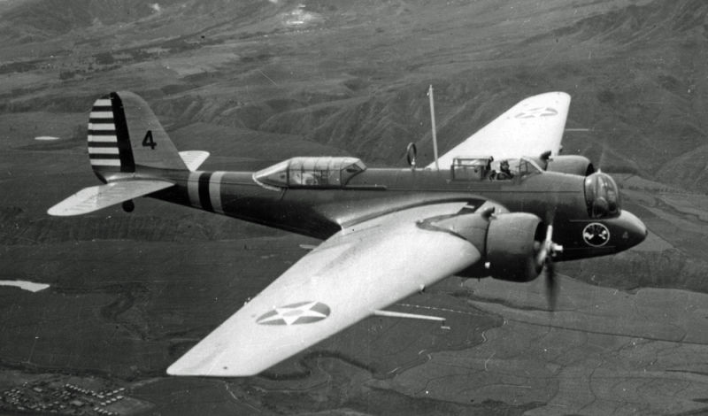 A Martin B-10 during a training flight over Oahu, Hawai’i in 1941. The NACA cowlings on the engines and fully enclosed gunnery positions identity this as a later variant. (US Air Force)
